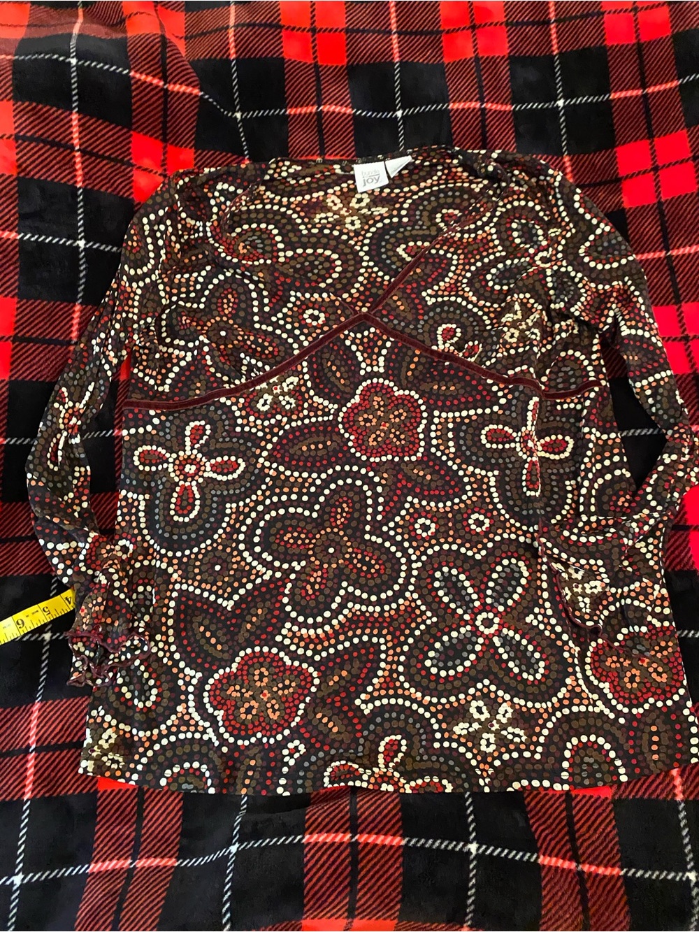 Bundle of Joy Multicolor Floral Dot Long Sleeve V-Neck Top